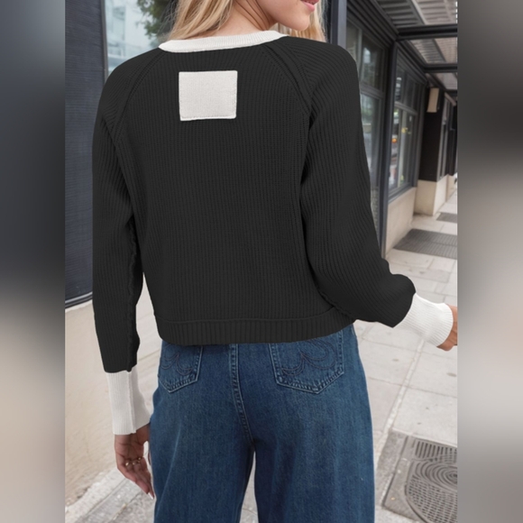 Contrast Button Up Long Sleeve Cardigan - Picture 2 of 6